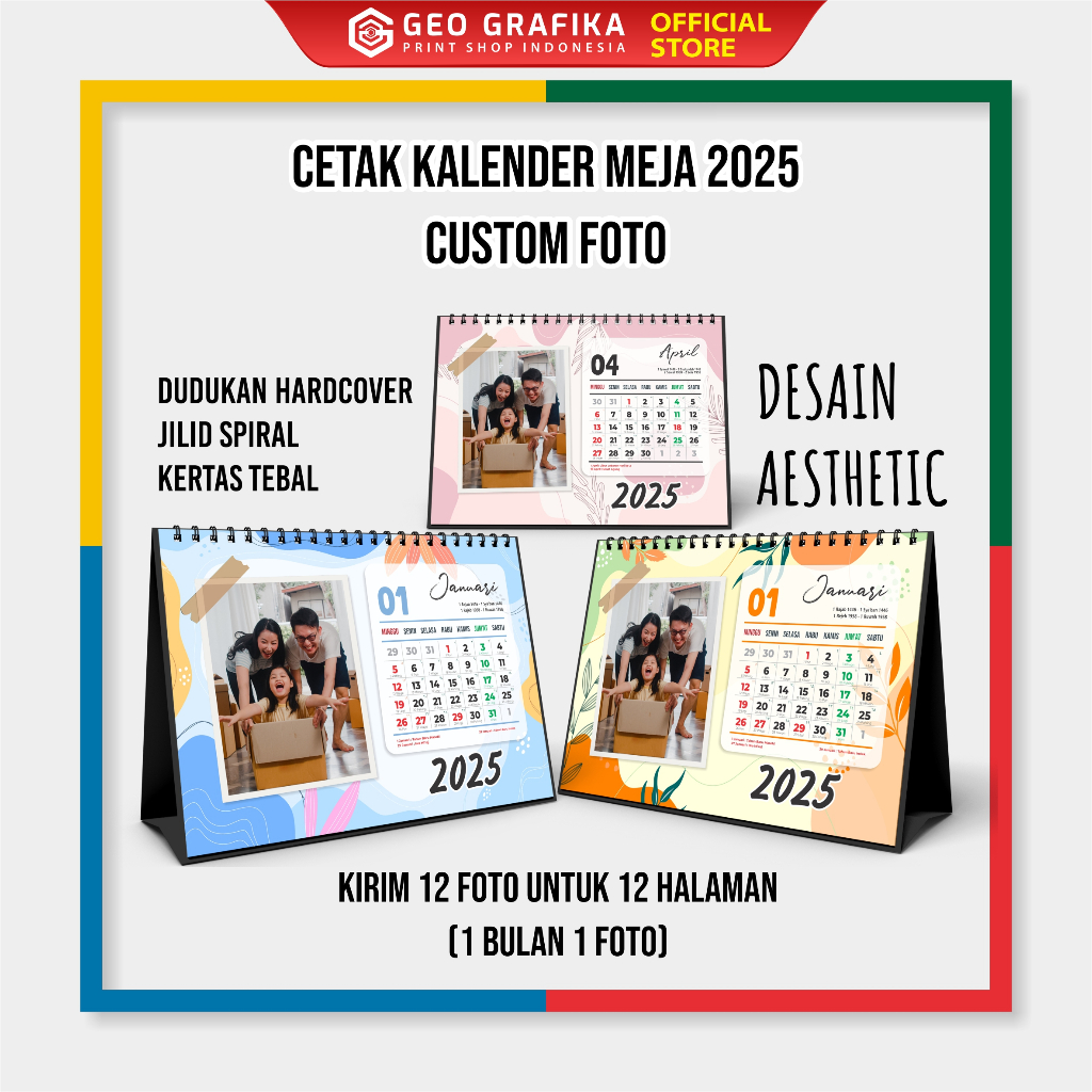 

Aesthetic Kalender Meja Custom Foto - Geo Grafika