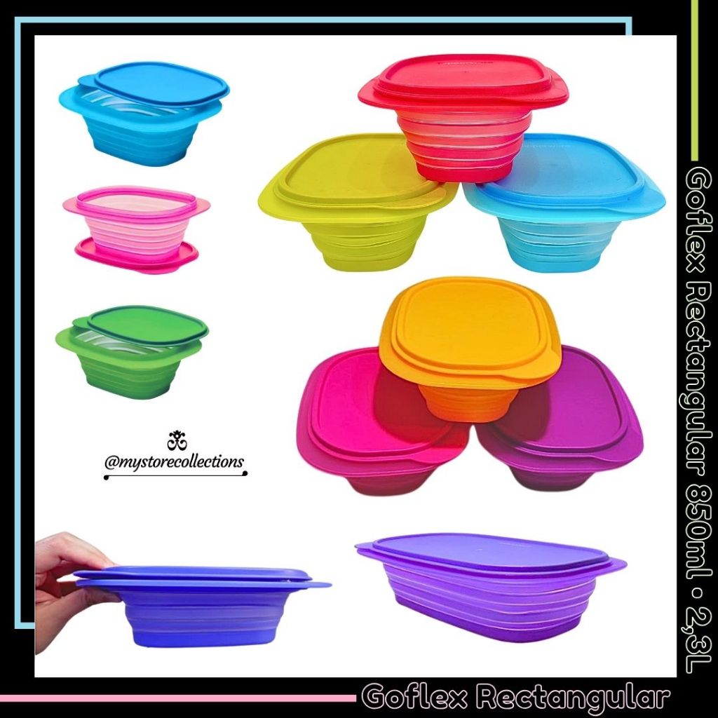 Goflex • Go Flex • Rectangular * Indo - Import ( Mangkok Lipat ) Tupwr