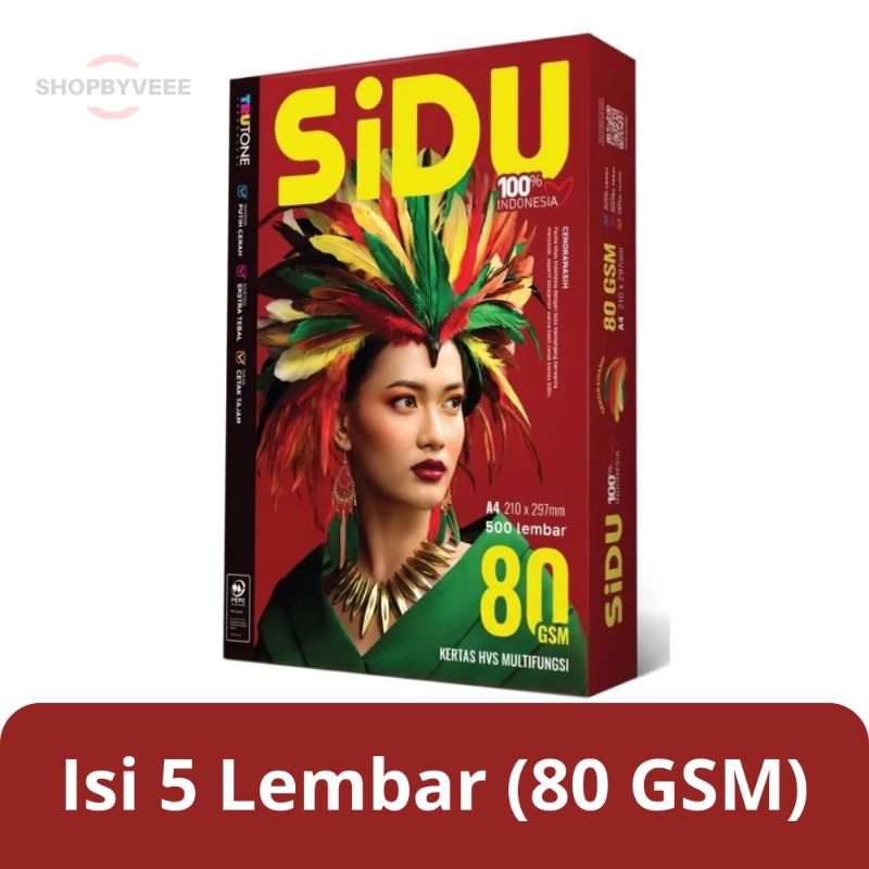 

KERTAS HVS SIDU UK A4 (80 GSM) HARGA PER 5 LEMBAR