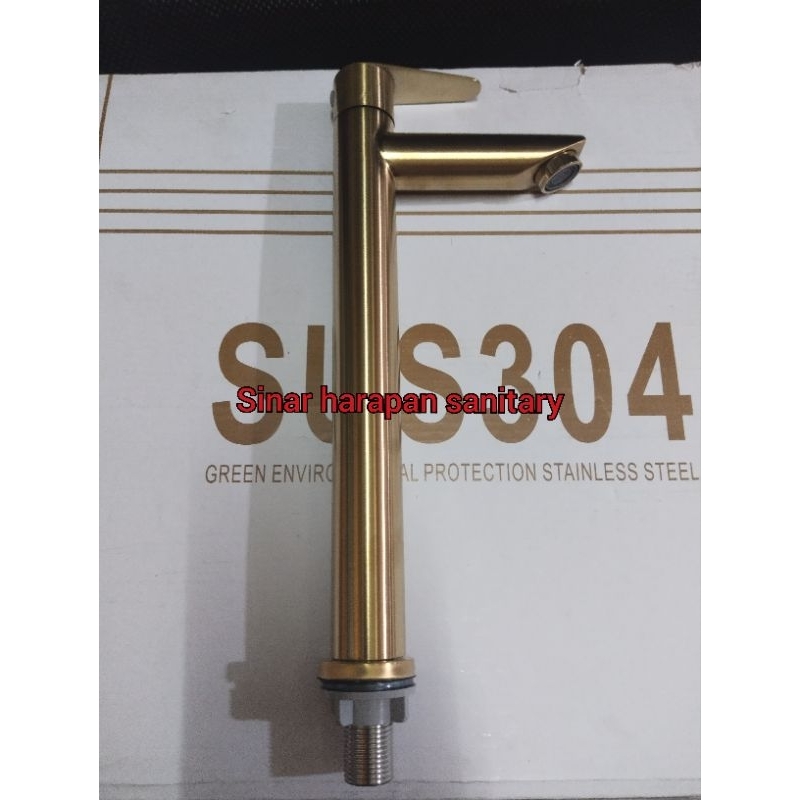 Kran wastafel Gold 30cm dingin saja / Kran bambu wastafel Gold / Kran Gold