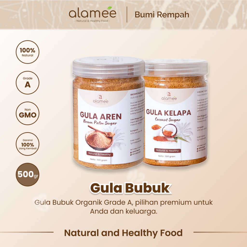 

ALAMEE Gula Semut Kelapa Aren Organik Asli Bubuk Coconut Sugar Premium Powder Natural Organik 500gr