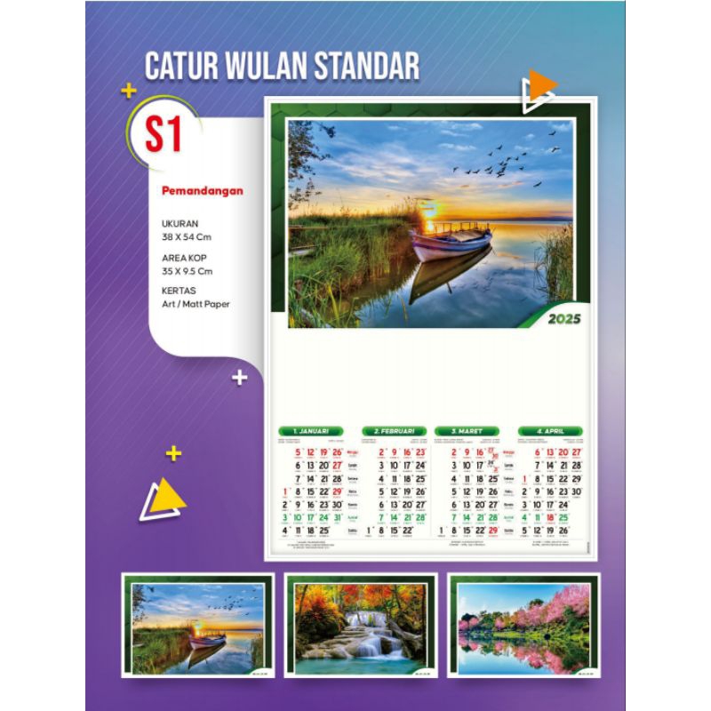 

Kalender 2025 custom Caturwulan 3lembar PEMANDANGAN