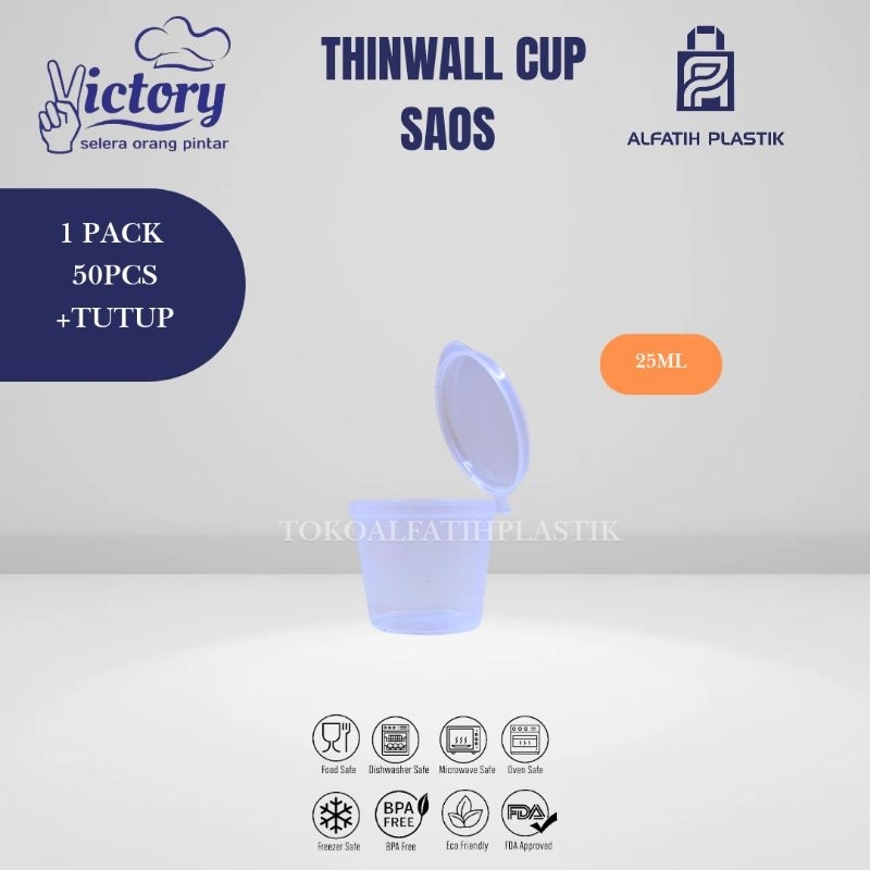 thinwall victory sauce cup 25ml 35ml 60ml 100ml 150ml per pack isi25-50pcs tempat saos tempat puddin