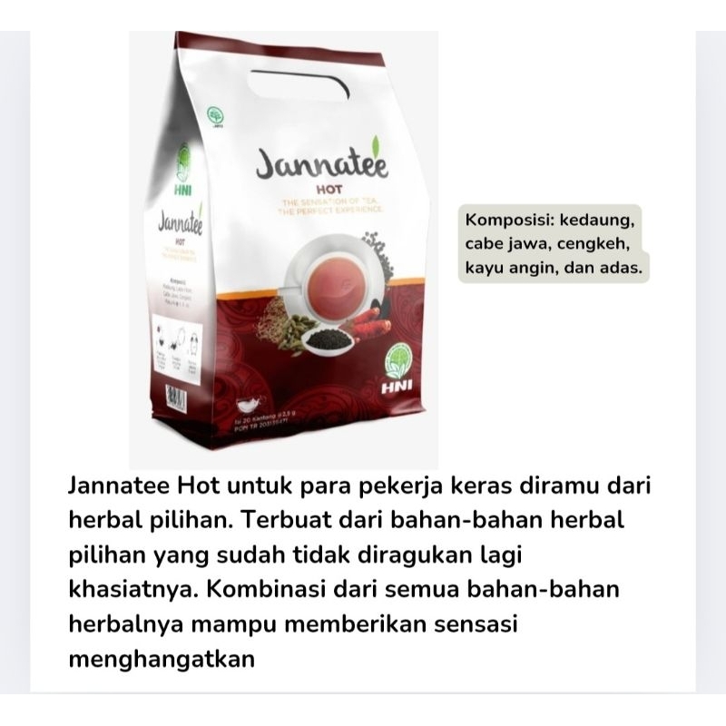 

JANNATEE HOT Teh Herbal Minuman Rempah Lansia Diabetes Kolesterol Darah Tinggi