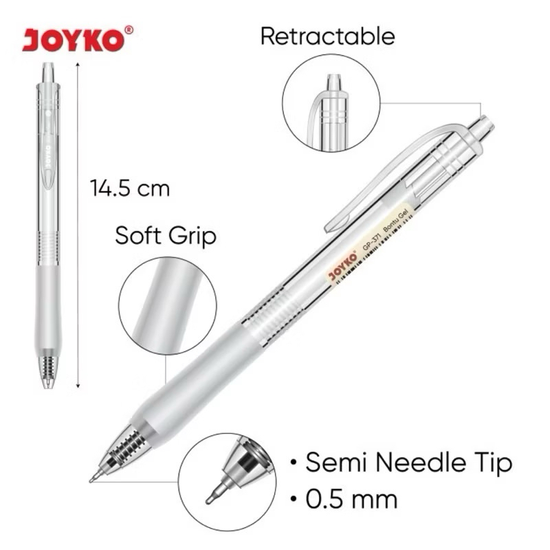 

( 1 PACK ) Gel Pen Pulpen Pena Joyko GP-371 Bontu Gel 0.5 mm 1 PACK ISI 12