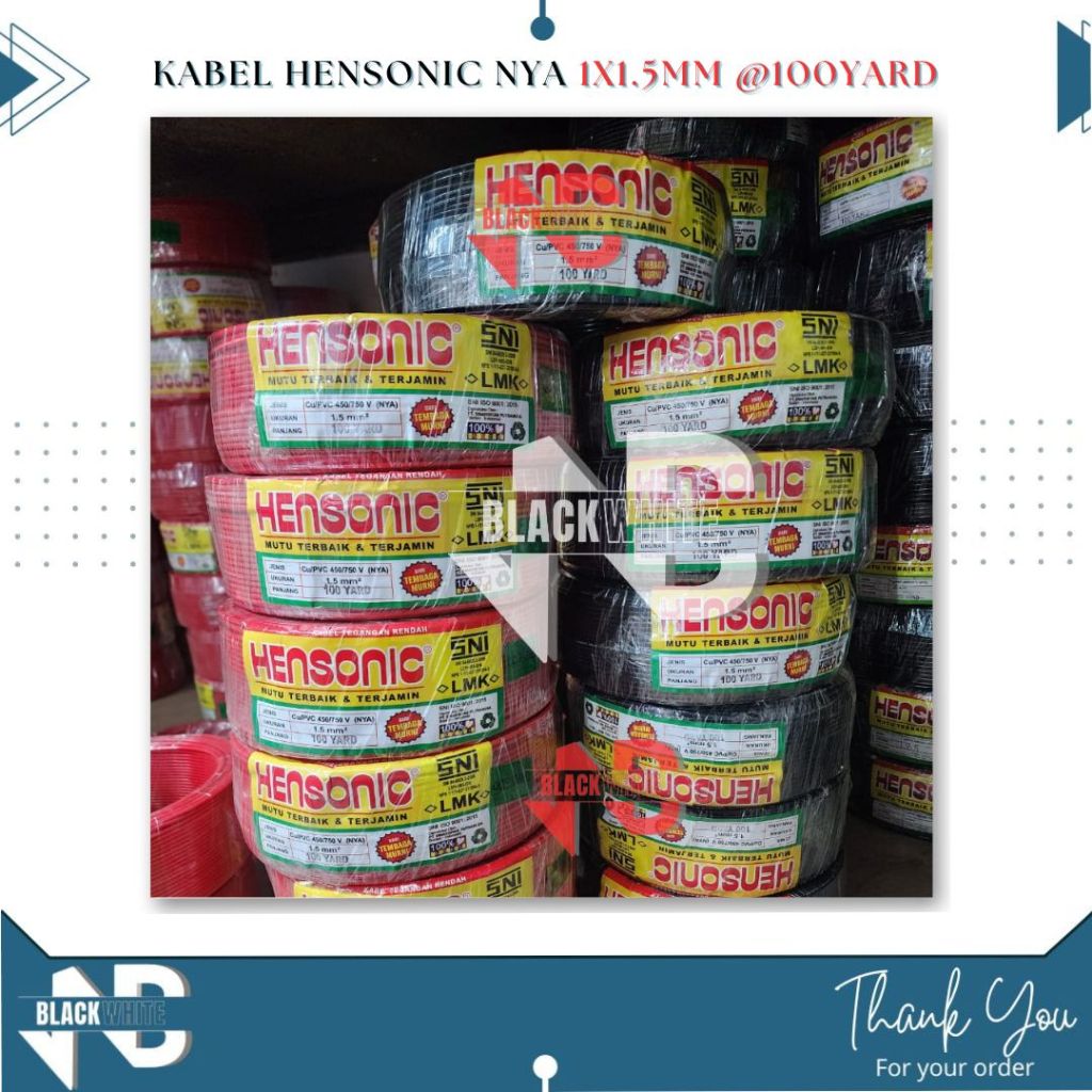 (100 YARD) Hensonic Kabel NYA Tunggal 1x1.5mm dan 1x2.5mm / Kabel NYA Instalasi Listrik
