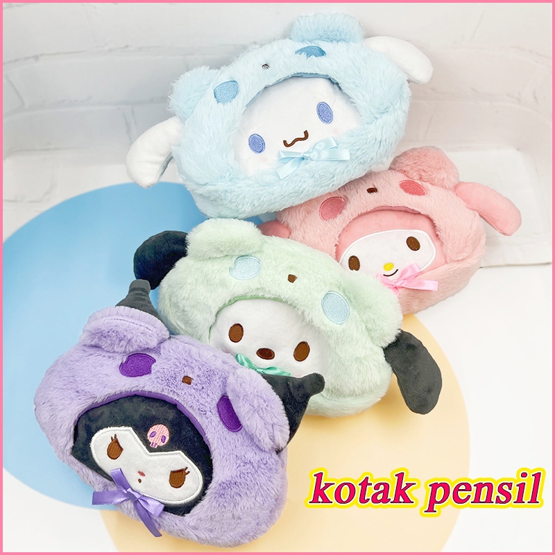 

Sanrio Hoodie Tempat Pensil Pouch Kotak Bulu Boneka Kuromi My Melody / Tempat pensil mewah yang lucu / Pensil Case Alat Tulis /Tas pensil kosmetik