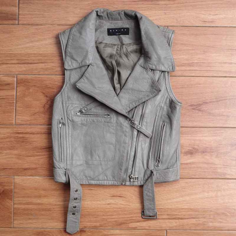 Rompi kulit vest kulit jaket kulit cewek wanita kecil remaja leather jacket Pl bekas preloved second