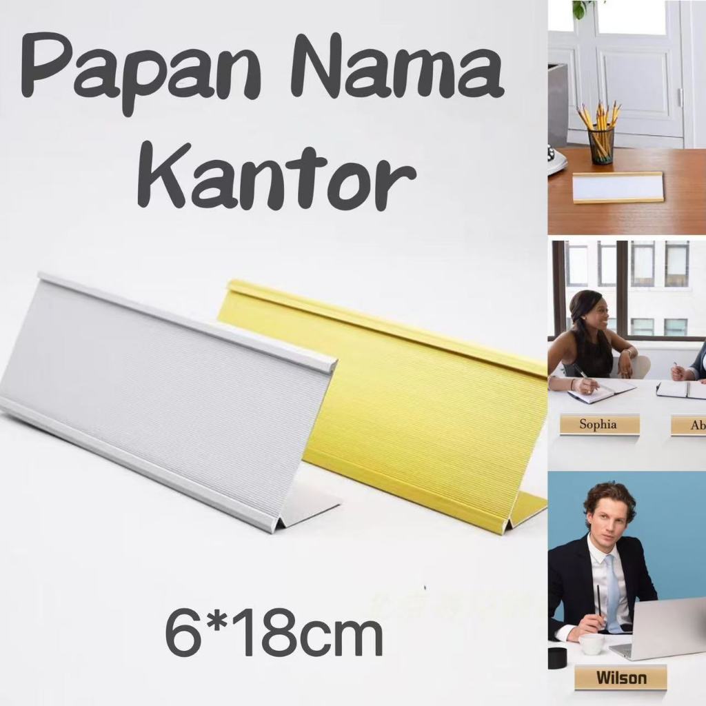 

Papan Nama Kantor Name Plate Aluminium Table Nameplat Sign Holder Papan Nama Aesthetic Emas/Perak Name Plate Holder