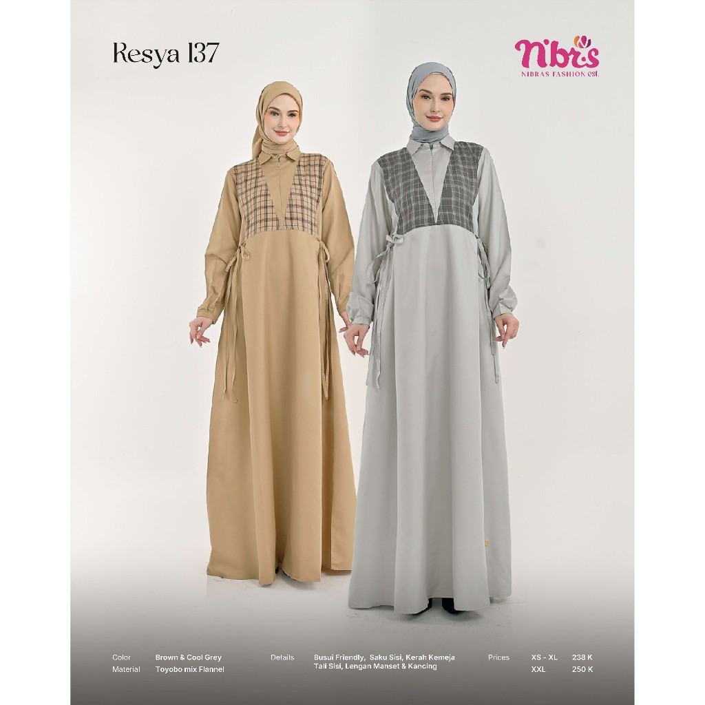 NIBRAS RESYA 137 / GAMIS NIBRAS / GAMIS POLOS / BAHAN TOYOBO