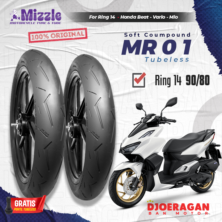 RB1 BAN MIZZLE MR 01 MR01 Ring 14 90/80 100/80 SOFTCOMPOUND MATIC VARIO BEAT MIO Tubeless