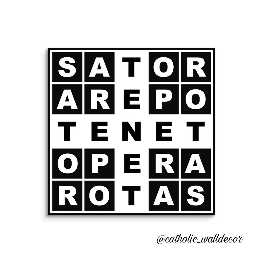 Hiasan dinding Katolik Palindrom latin SATOR AREPO TENET OPERA ROTAS - T.BOX 20x20cm - TIBE BOX