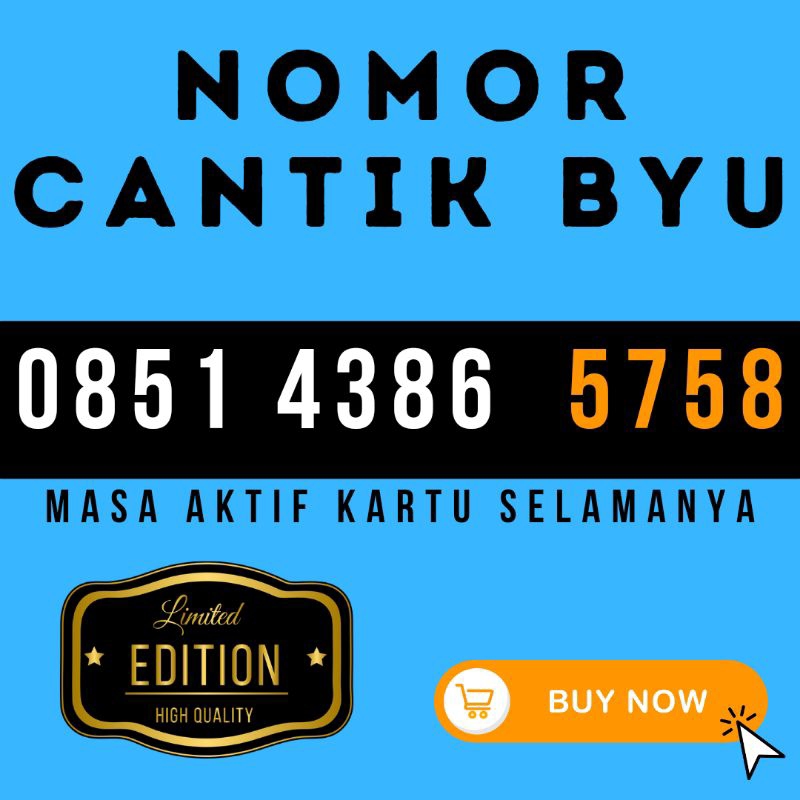 nomor cantik telkomsel BYU 5758 MAJU MAPAN + MASA AKTIF KARTU SELAMANYA