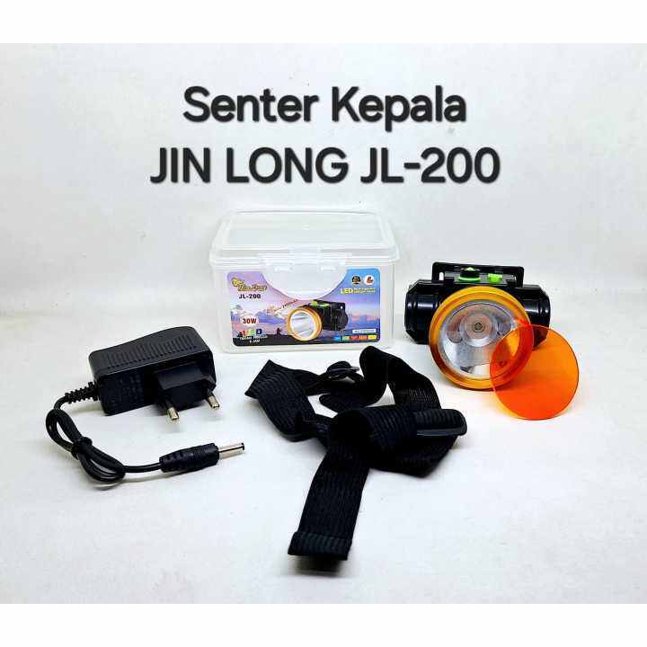Senter Kepala tahan lama bisa cas dan ganti baterai LED JINLONG 30 WATT JL 200 tahan 8 jam