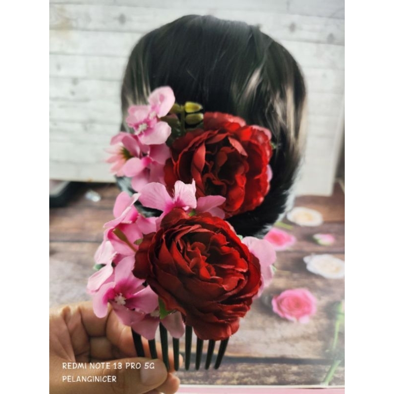 Sirkam Rambut Bunga Bloomy -Hiasan Rambut Sanggul Bunga - Hairdo Jepit Sirkam Rambut Bunga Pesta Cli