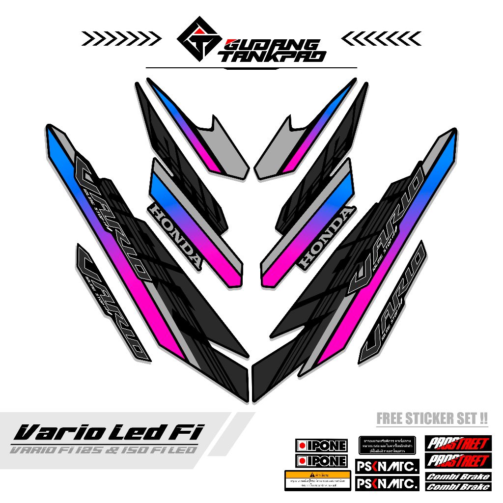 STIKER VARIASI HONDA VARIO 125 LED KODE 2 STRIPING LIST BODY VARIO 125 LED STIKER VARIASI / STIKER S