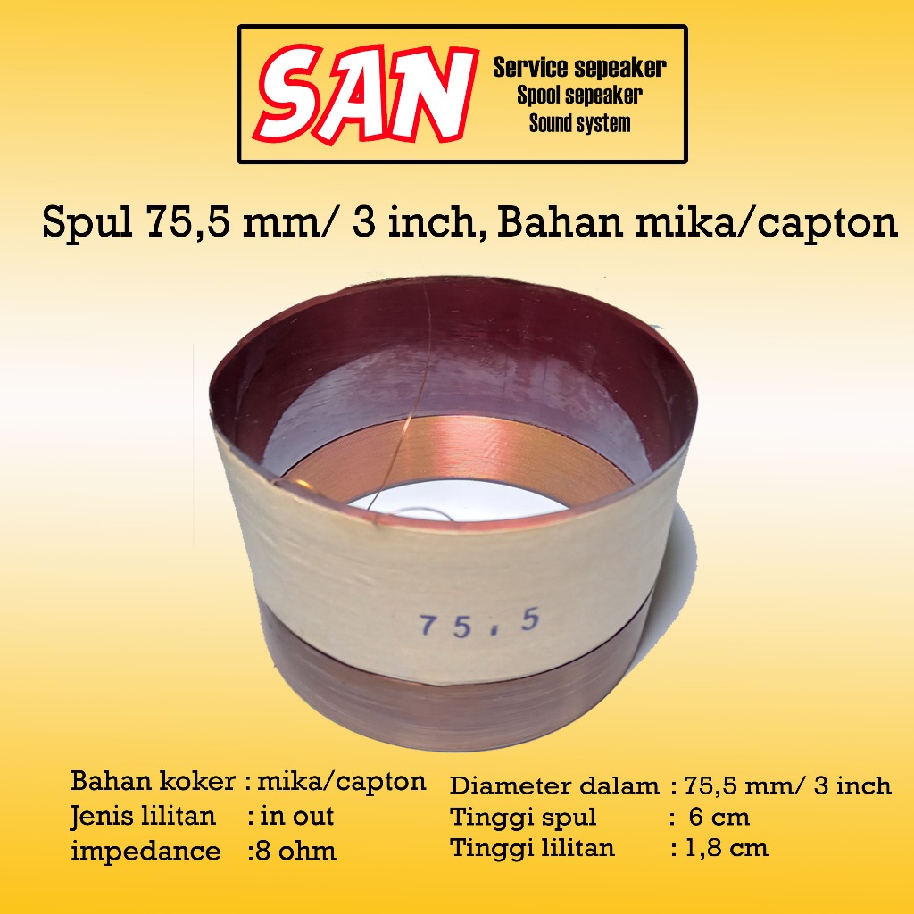 spul ASHLEY T2412 neo, spul Ashley diamter 3 inch 75,5, bahan mika