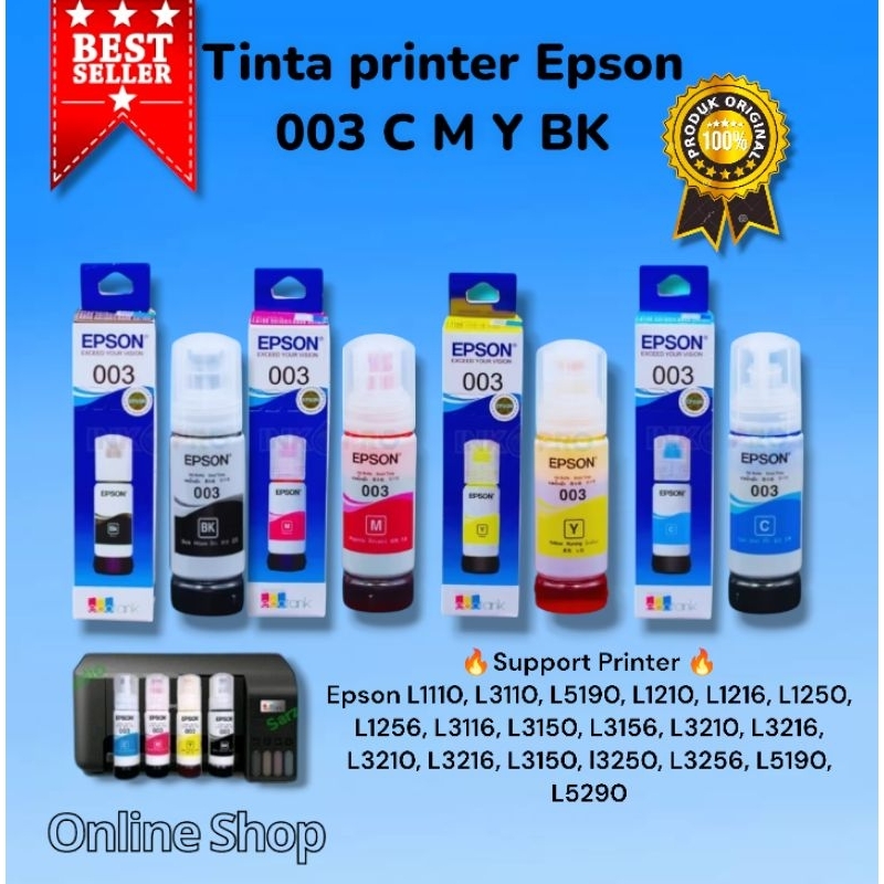 Tinta printer Epson 003  Printer  Original L1110, L3110, L5190, L1210
