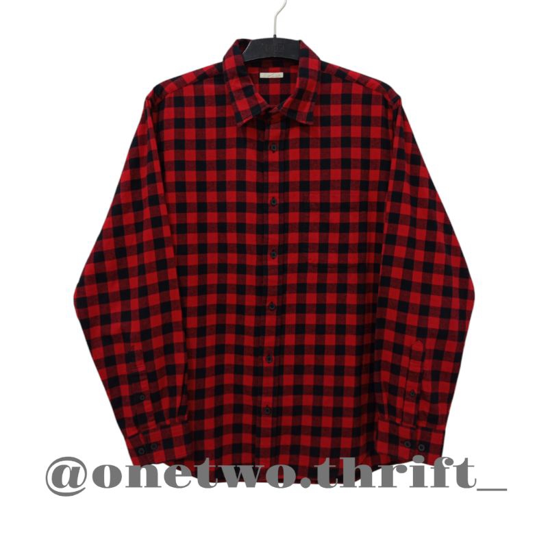 KEMEJA FLANEL CATUR RED BLACK GU U N I Q L O UNISEX MURAH