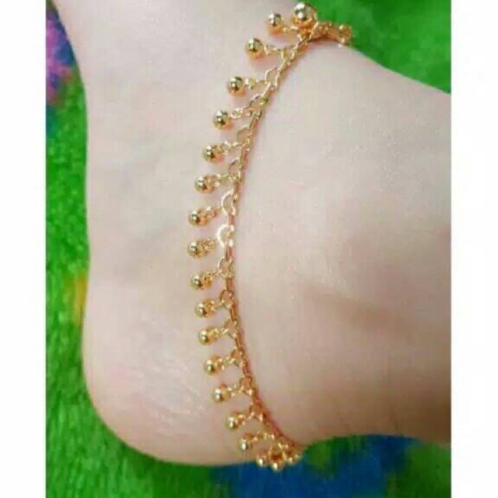 KF7 Gelang kaki india Bola emas 24k Xuping