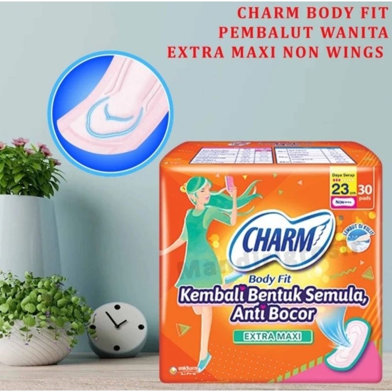 Pembalut Wanita * Charm Body Fit *Extra Maxim No Wins *10 pds 23 cm