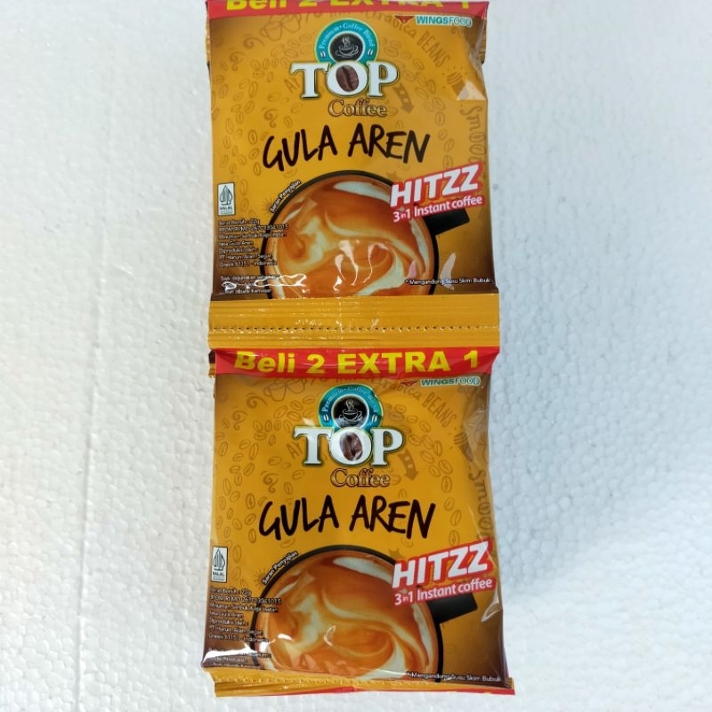 

Top Coffee Gula Aren 1 renteng isi 15 kopi bubuk instan hits