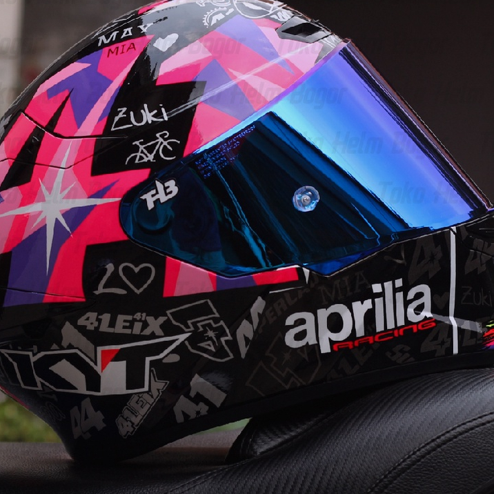 KYT TT Course Espargaro 2021 Black repaint visor BLUE spoiler 3D SMOKE mouthpad CLEAR