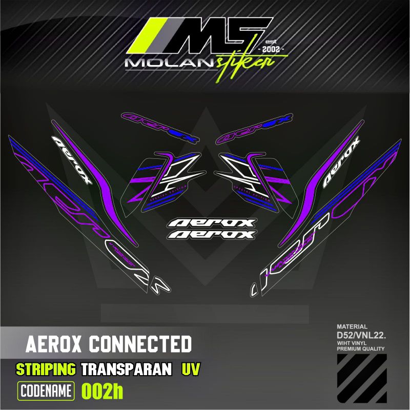 Decal Sticker Striping Variasi Transparan Uv Aerox New Cyber City 2024 Striping Transparan Uv All Ne