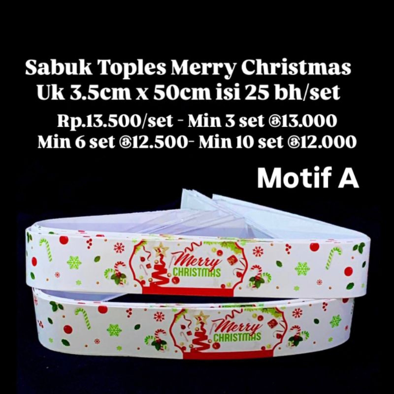 

Sabuk Toples Natal Christmas Uk 3.5cm x 50cm isi 25 bh/set ada selotip diujung