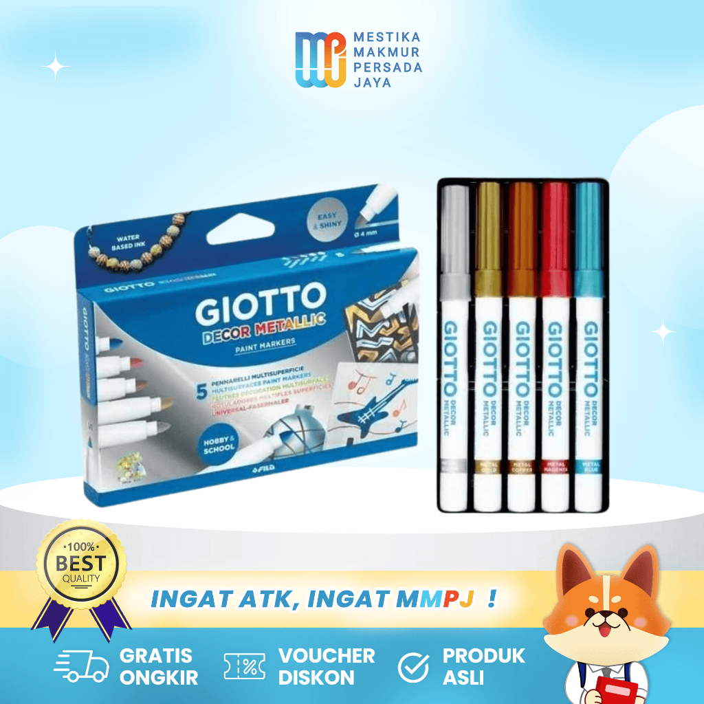 

Giotto Spidol Warna Metalik 1 Set Untuk Kaca Logam Plastik Gelas Kulit Clay