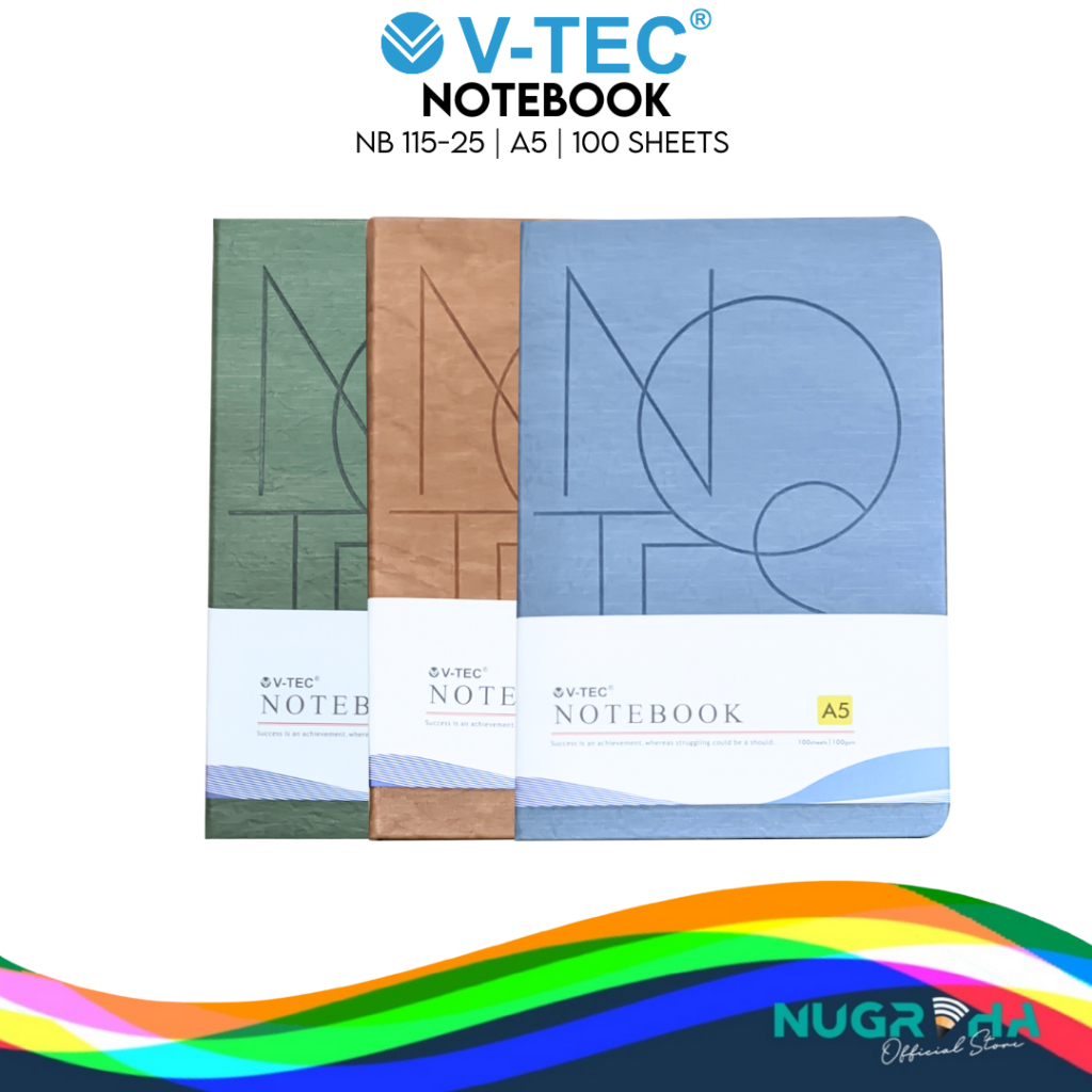 

V-tec NB 115-25 NOTEBOOK HARD COVER BUKU CATATAN BUKU TULIS SAMPUL KERAS A5 100 LEMBAR 100 GSM