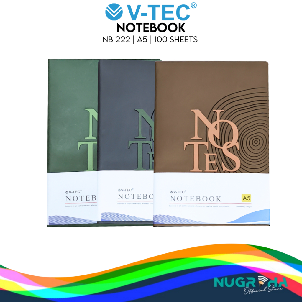 

V-tec NB 222 NOTEBOOK HARD COVER BUKU CATATAN BUKU TULIS SAMPUL KERAS A5 100 LEMBAR 100 GSM