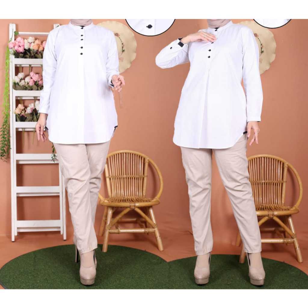 Kemeja Blouse Wanita Putih Polos