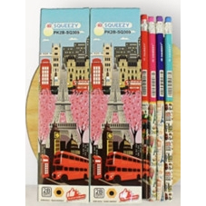 

Pensil 2B dengan penghapus Merk Squeezy PK2B-SQ309 Karakter Paris London isi 12 pcs / Box