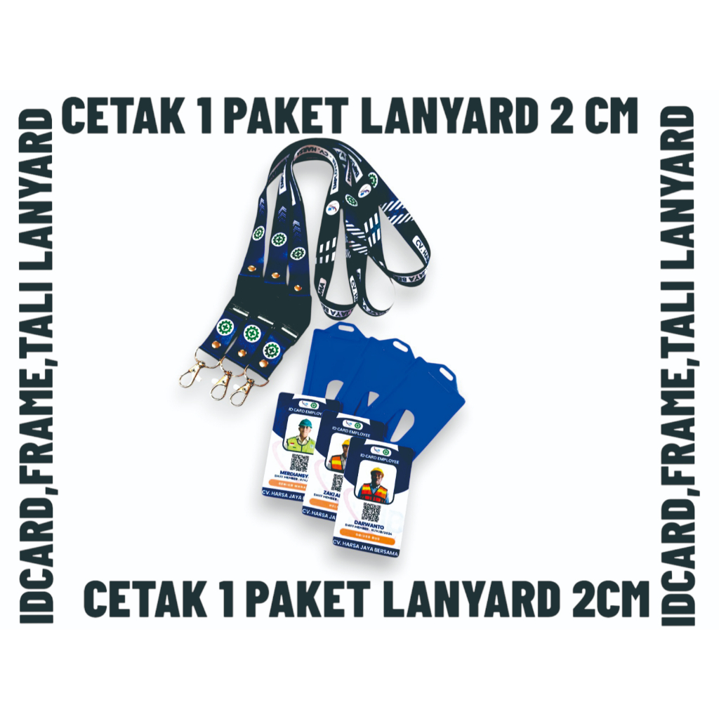 

SEPAKET TALI LANYARD IDCARD 2CM 2SISI/SEPAKET 2CM TALI LANYARD+IDCARD+CASE/SEPAKET GANTUNGAN LANYARD IDCARD