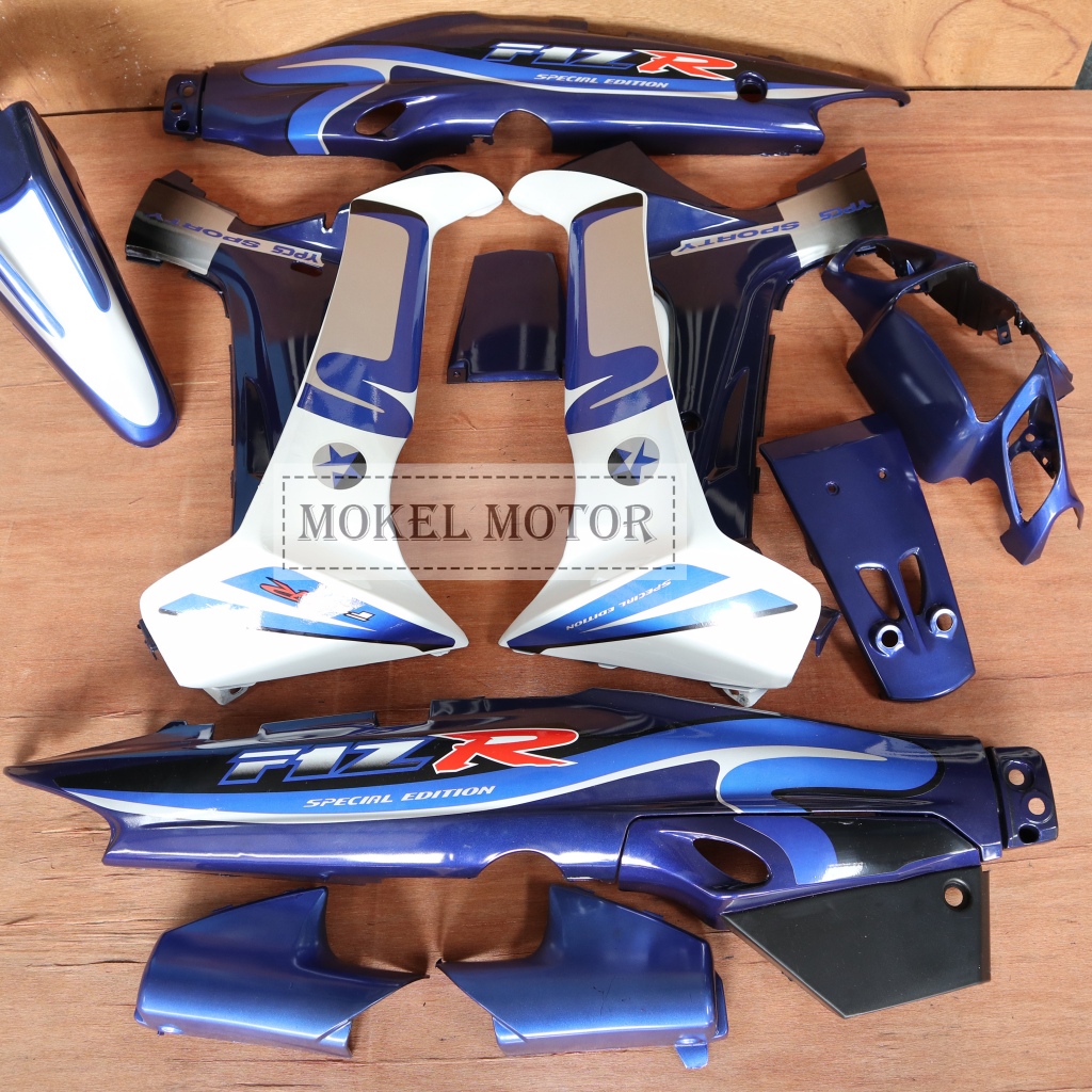 Cover Body Fizr Full Set  Caltex Biru Putih Full Set Halus Kasar Cover Bodi Yamaha Fiz r