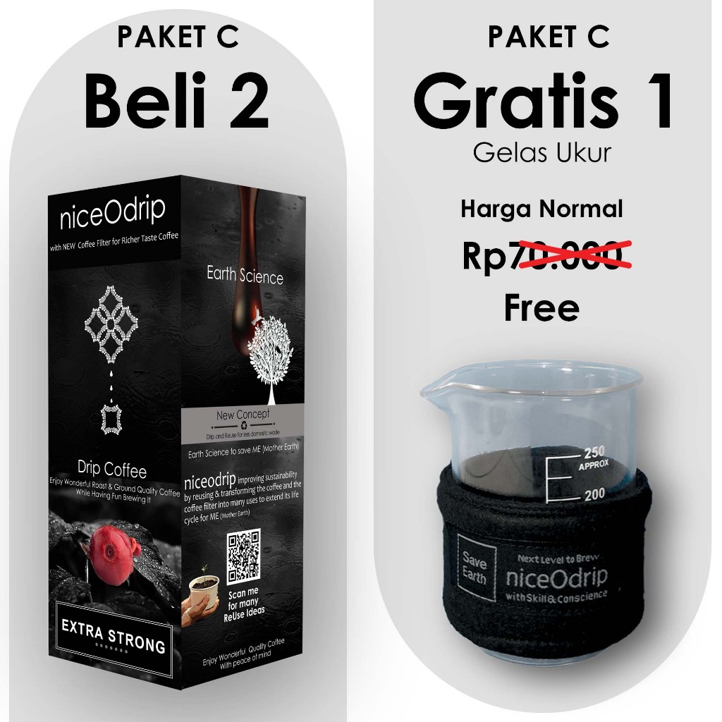 

niceOdrip Coffee Extra Strong Paket Dahsyat Beli 2 Box Kopi Robusta Mix Arabica Ala Cafe Bonus 1pcs Gelas Ukur