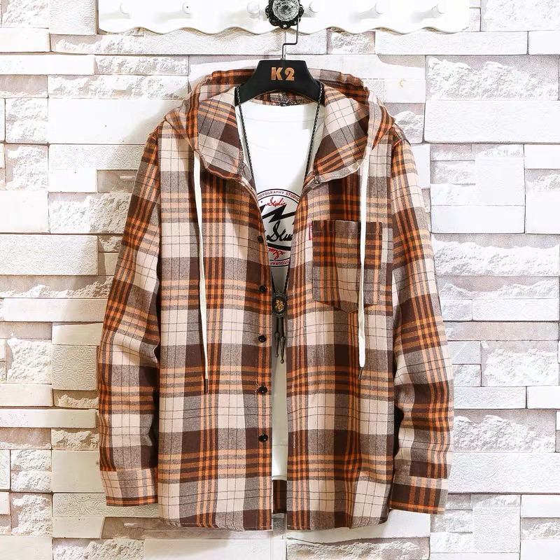 Kemeja Flanel Hoodie Berkupluk Premium Kotak-Kotak Best Seller [ Pria & Wanita ]
