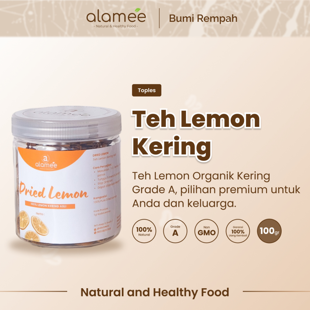 

ALAMEE Lemon Kering Dried Slice Tea Teh Herbal Iris Organik Minuman Herbal Organic 100gr