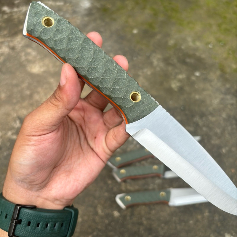 pisau survival bushcraft outdoor HSS steel gagang micarta tanpa sarung