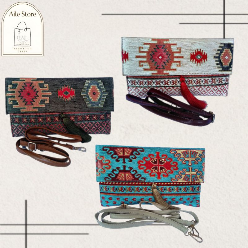 AILE- Dompet Tas bahu selempang clutchbag impor Turki Tas kilim handmade oleh oleh turki