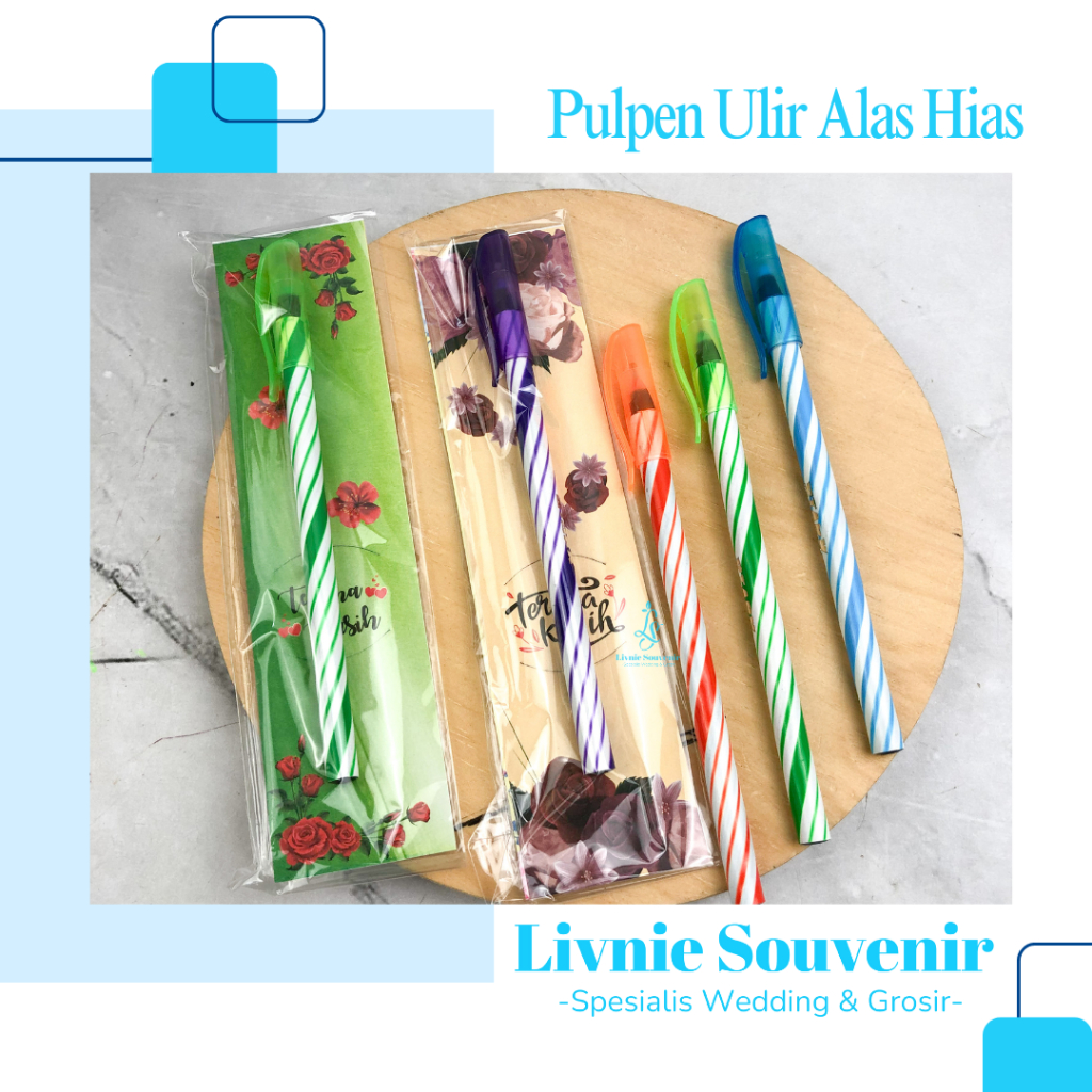 

(Isi 50 pcs)Souvenir Pulpen Belang Warna Warni Alas Hias
