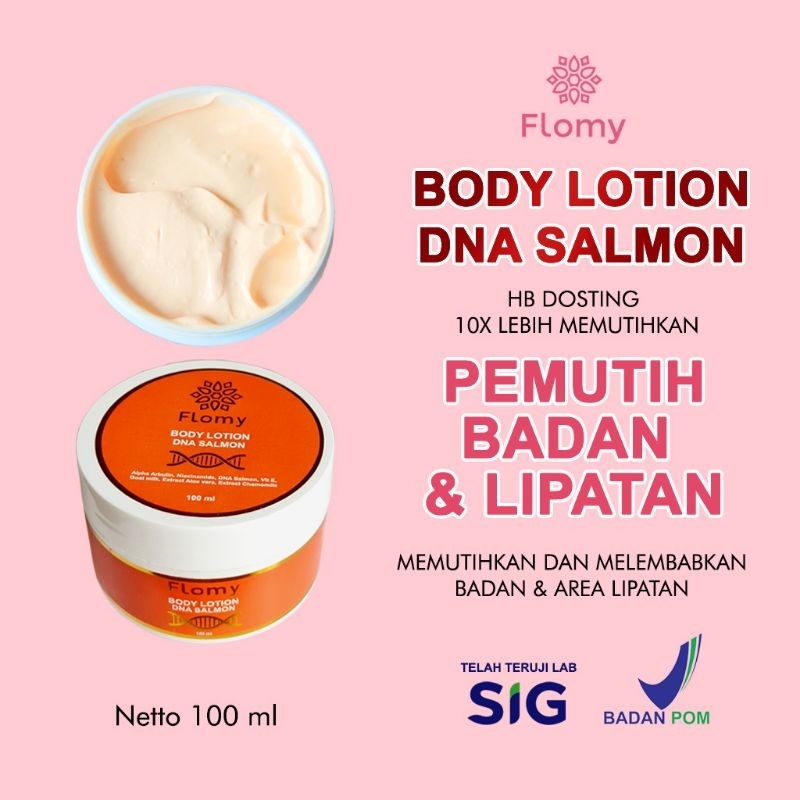 Flomy Handbody Dosting DNA Salmon | HB Pemutih Badan | Body Lotion Pemutih BPOM