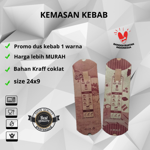 

Kemasan bungkus kebab isi 100, Kertas dus box kebab isi 100pcs, wadah kebab 24x9