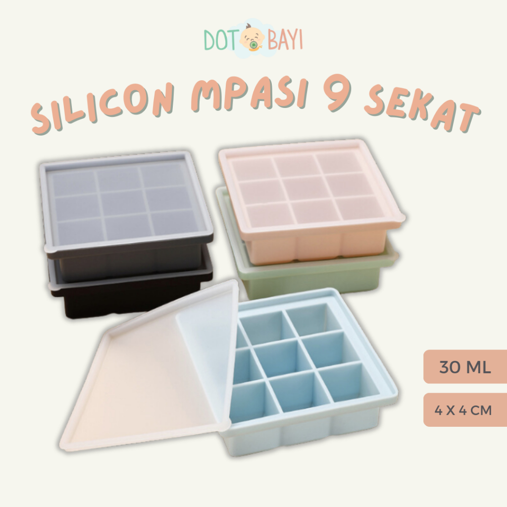 KEIJI (9 Tray) Cetakan Es Batu MPASI Silicon Silikon Ice Cube Tray Tutup