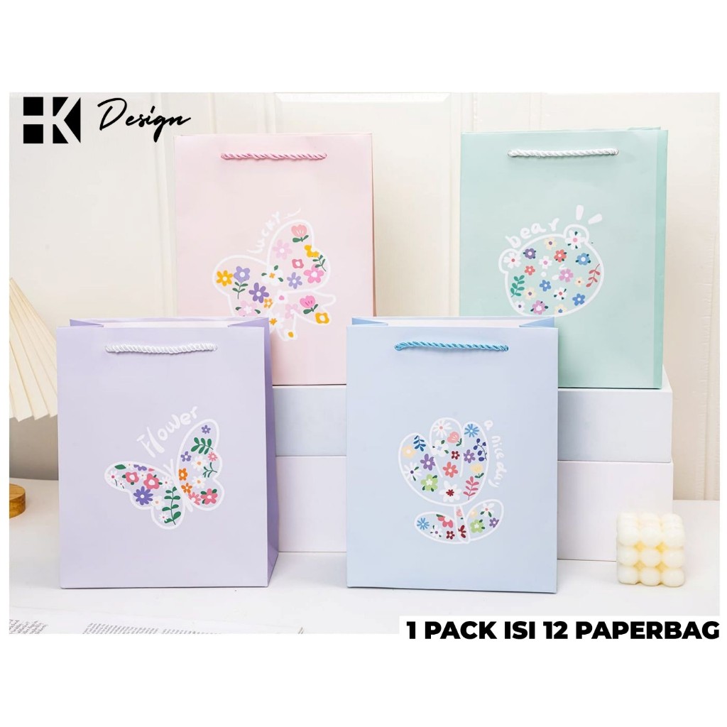 

[ SD-411 M 12 PCS ] Paperbag kertas tali motif 33*25.5*12.5Tas Kado motif Paperbag Motif Goodie Bag