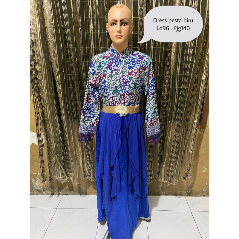 baju preloved  dress pesta biru