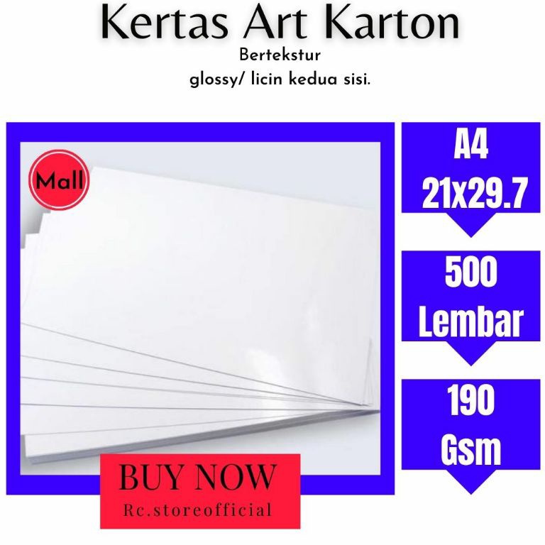 

KODE Z6WE 5 Lembar 1 Rim kertas art karton 19gsm glossy