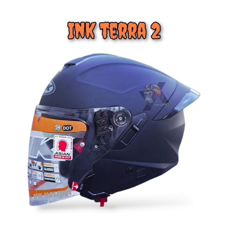 INK TERRA 2 BLACK DOF / Helm ink terra2 warna Hitam doff helm half face ink