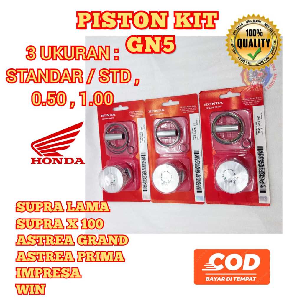 Piston Kit / seher set GN5 Asli Original Motor Honda Ori Ahm SUPRA Lama , SUPRA X 100 , ASTREA GRAND